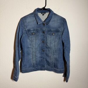 Buffalo David Bitton Trucker Jacket Womens Small Blue Denim Cotton Button Front